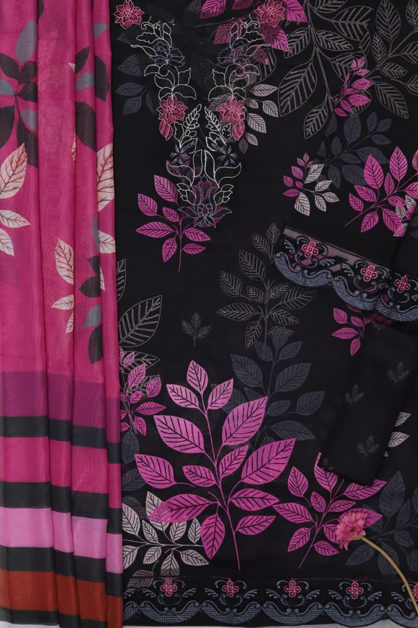 Summer Collection 2026 Premium Embroidered Lawn 3 Piece Suit with Digital Printed Swiss Voile Dupatta