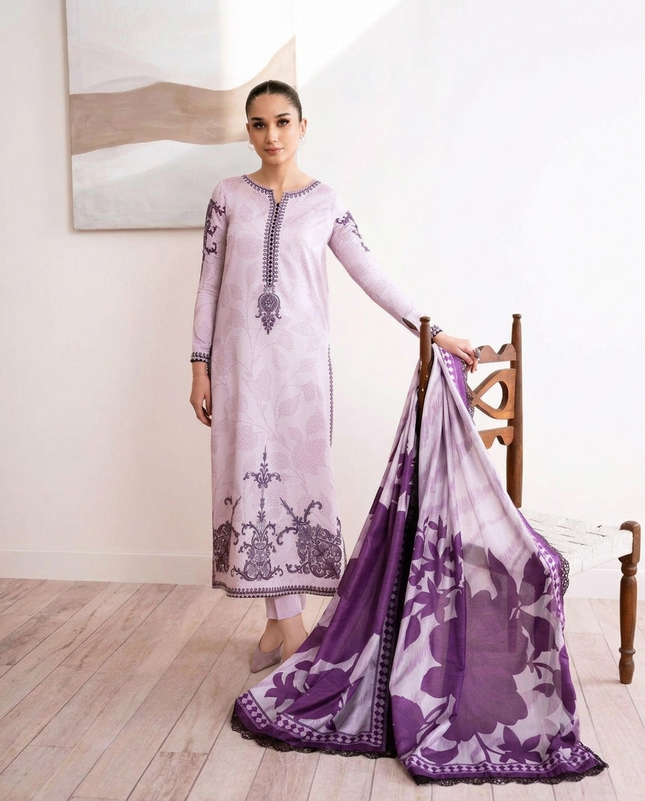 Summer Collection 2026 Luxury Embroidered Lawn Suit 3 Piece – Digital Printed Swiss Voile Dupatta | Code 5149