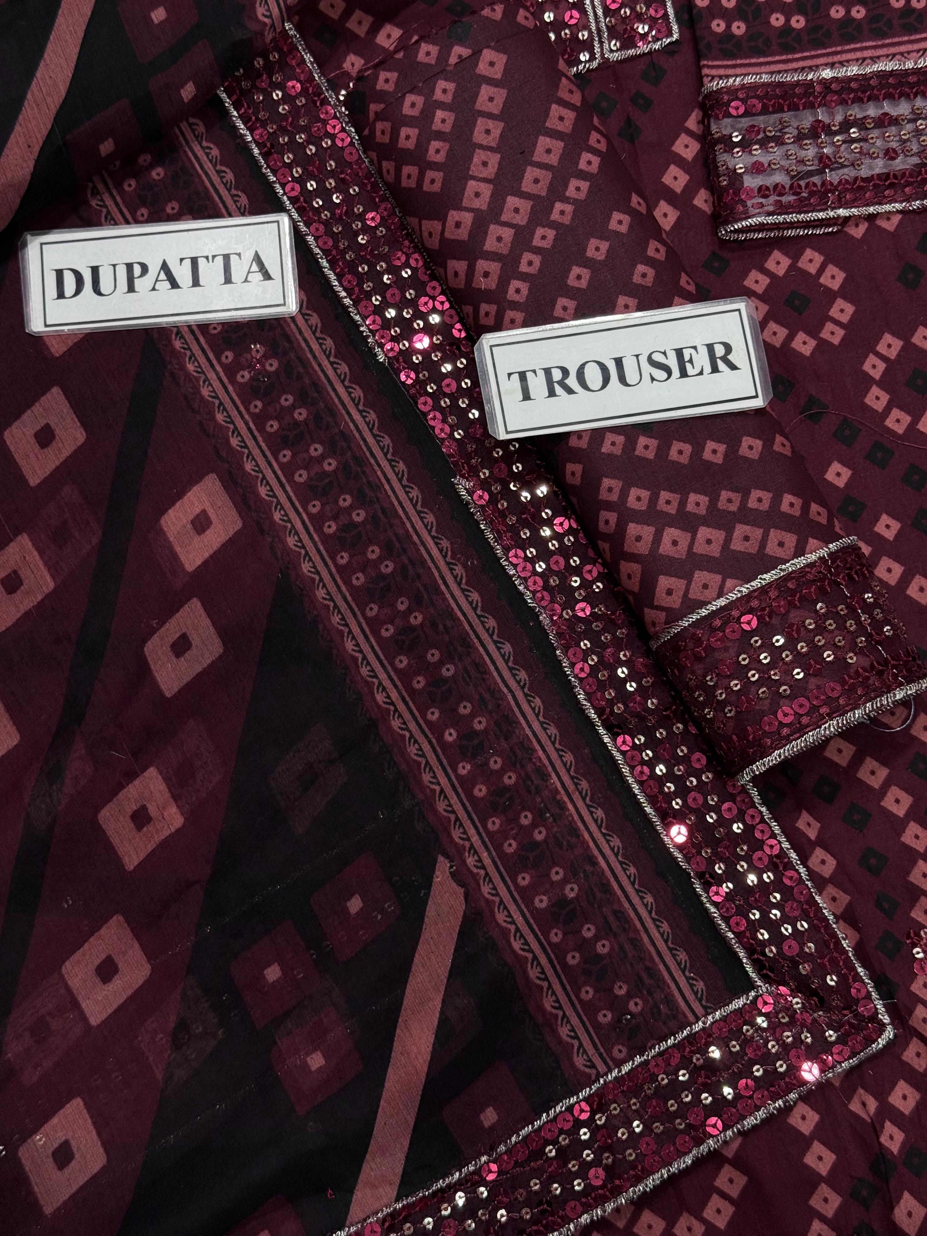 JAZMIN Unstitched Replica Lawn Suit with Chiffon Dupatta – 3 Piece Collection