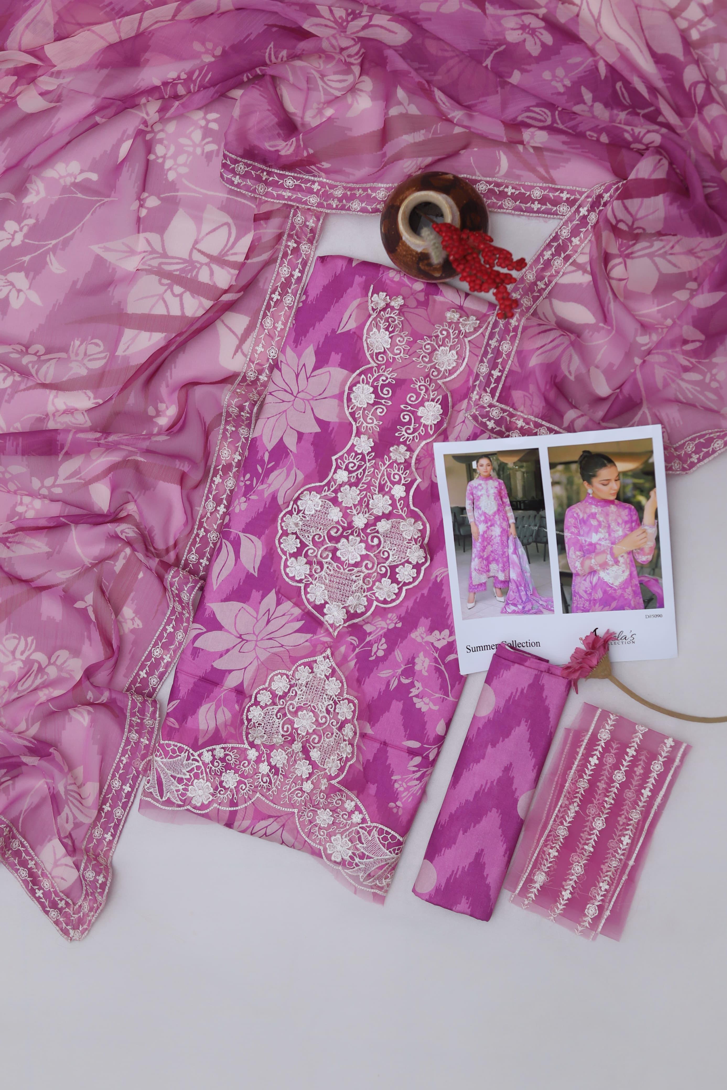 Maria B Luxury Embroidered Lawn 3 Piece Suit with Swiss Voile Digital Printed Dupatta | Unstitched Summer Collection 2026