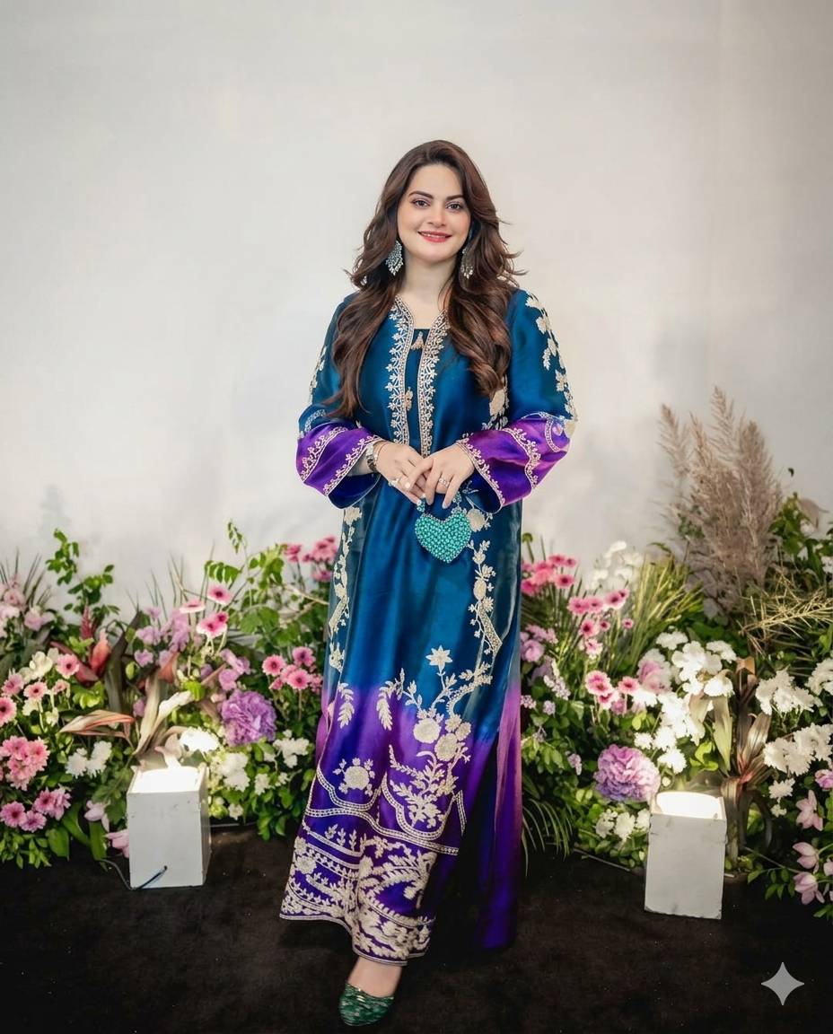 ETHNIC Minal Khan Tie & Dye Luxury Lawn 3 Piece Unstitched Suit with Silk Dupatta
