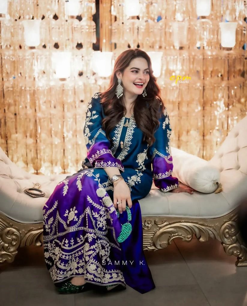 ETHNIC Minal Khan Tie & Dye Luxury Lawn 3 Piece Unstitched Suit with Silk Dupatta