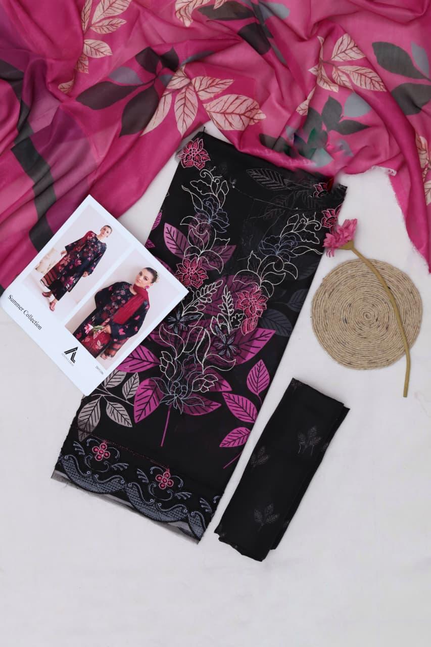Summer Collection 2026 Premium Embroidered Lawn 3 Piece Suit with Digital Printed Swiss Voile Dupatta