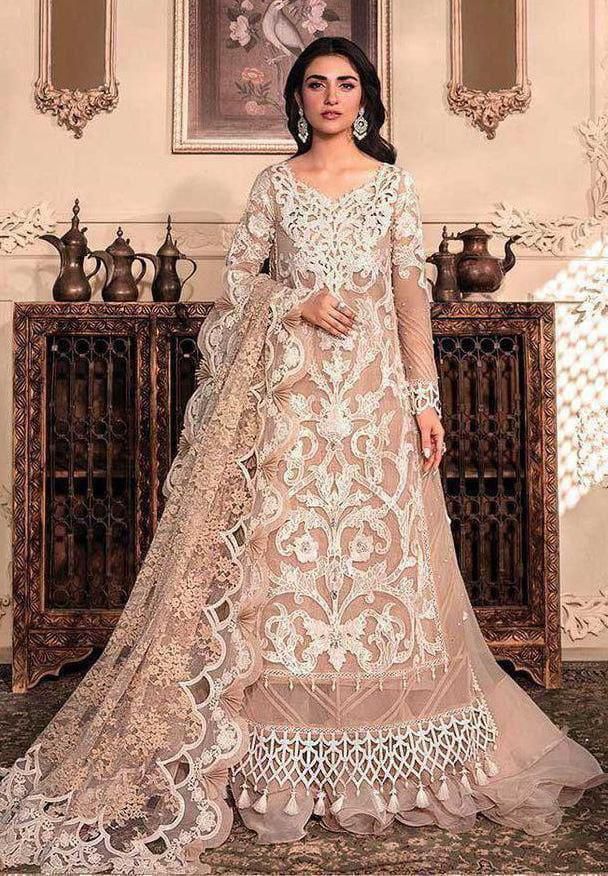 Maria B Luxury Organza Embroidered 3 Piece Unstitched Suit with Hand Embellishment & 3D Floral Dupatta