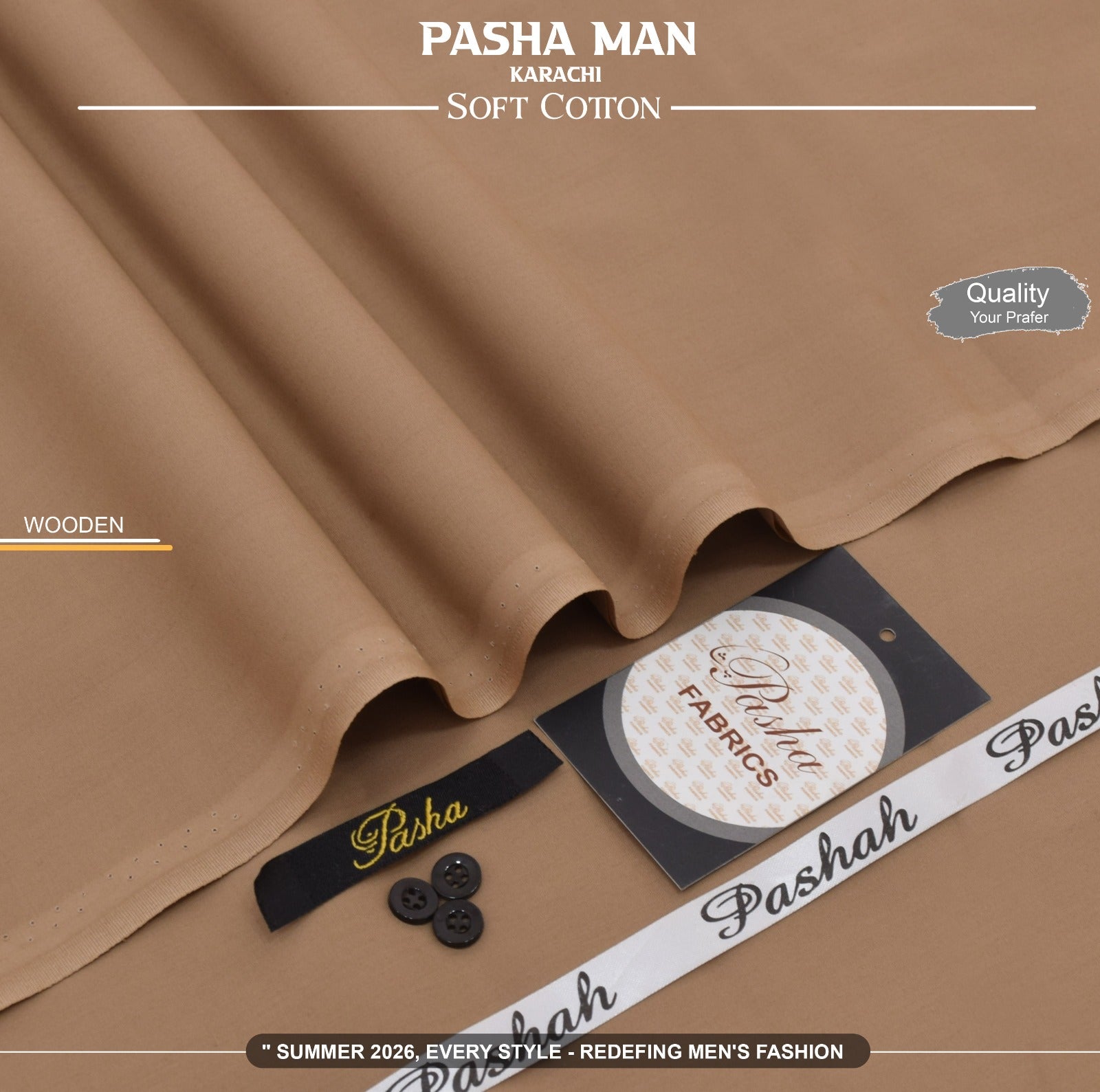 PASHA Men's Premium Pima Cotton Summer Collection 2026 – Soft Airjet Cotton Unstitched Suit 4.5 Meter