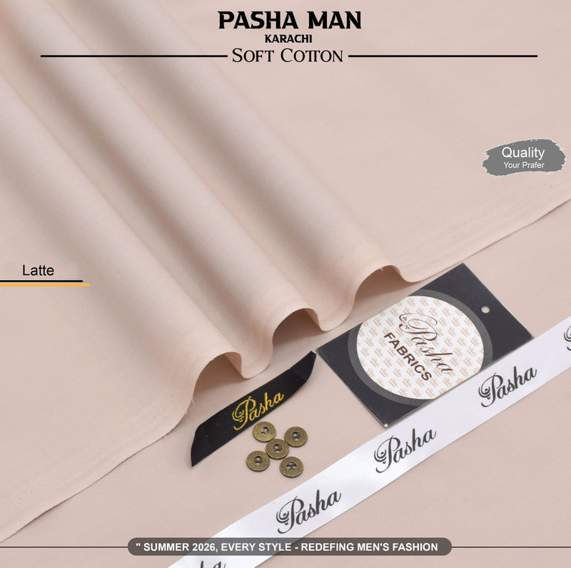 PASHA Men's Premium Pima Cotton Summer Collection 2026 – Soft Airjet Cotton Unstitched Suit 4.5 Meter